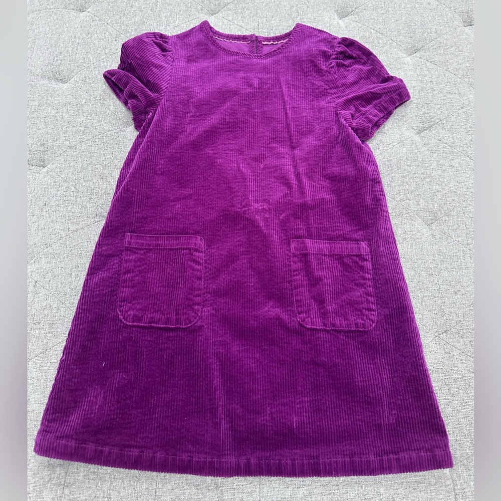 EUC MINI BODEN PURPLE CORDUROY POCKET SHIFT DRESS FALL PURPLE SIZE 7-8